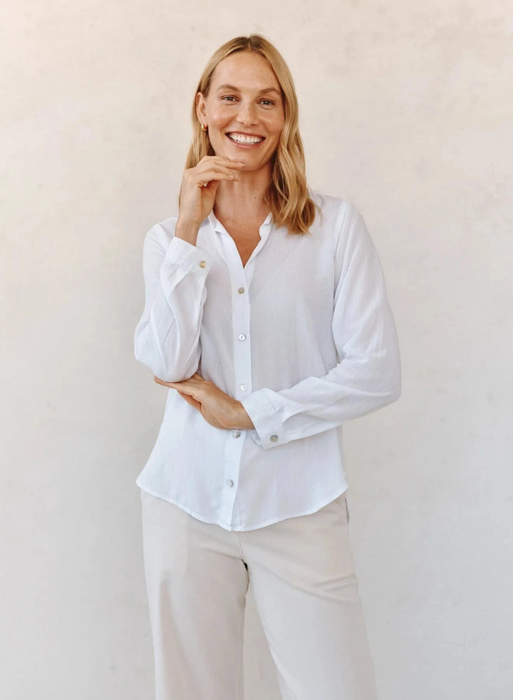 SHIRT TAIL BUTTON DOWN TOP BELLA DAHL XS WHITE 