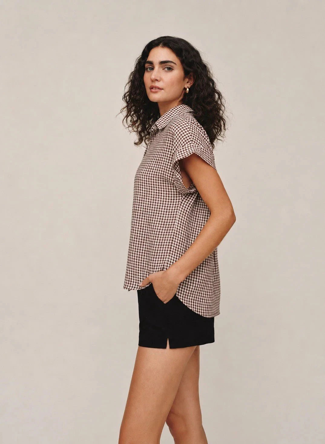 SHORT ROLL SLEEVE SHIRT TOP BELLA DAHL 