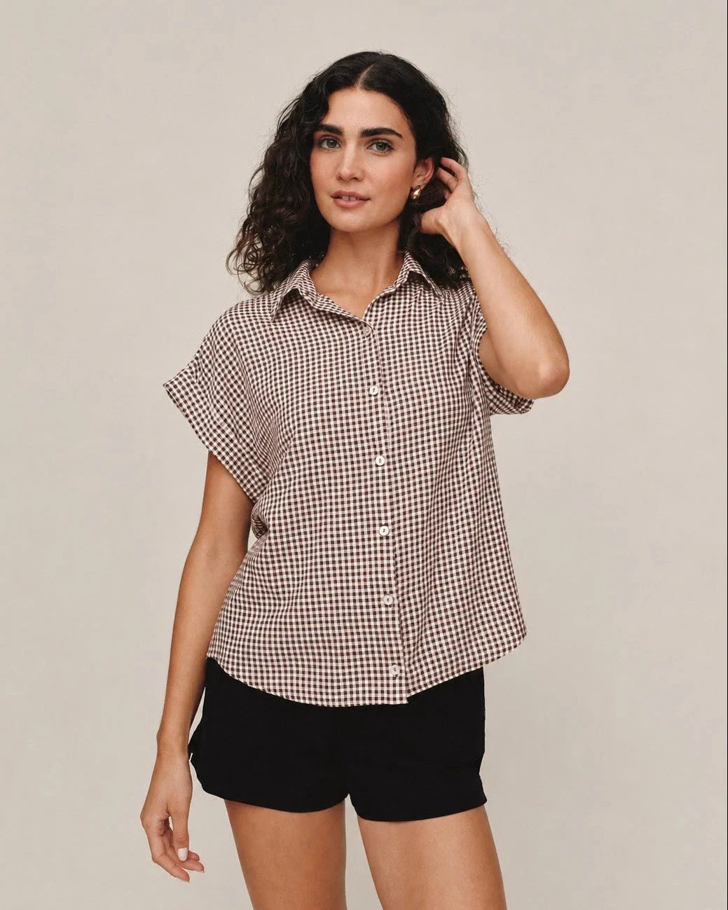 SHORT ROLL SLEEVE SHIRT TOP BELLA DAHL 