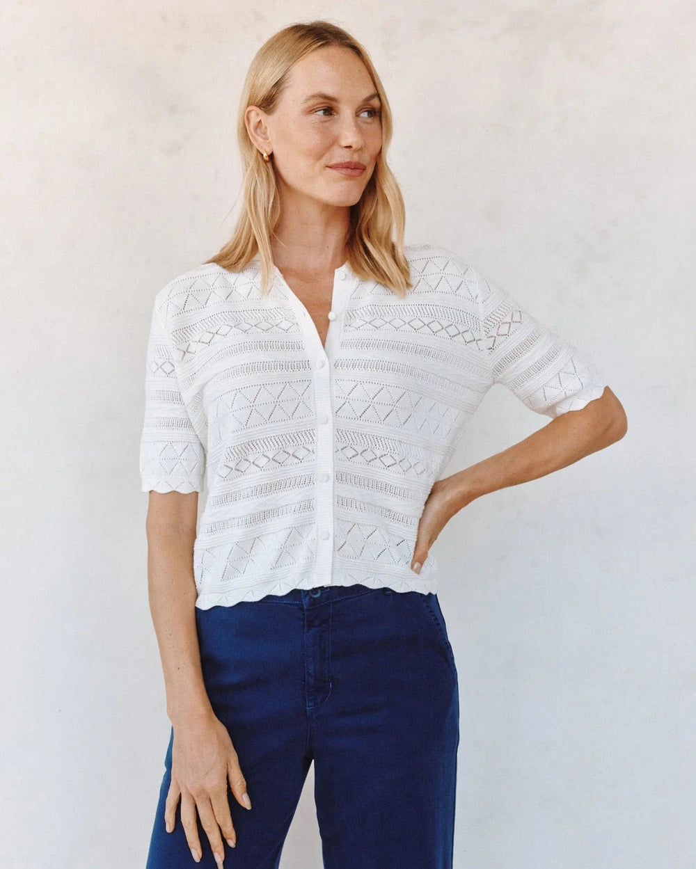 SHORT SLEEVE BUTTON SWEATER SWEATER BELLA DAHL 