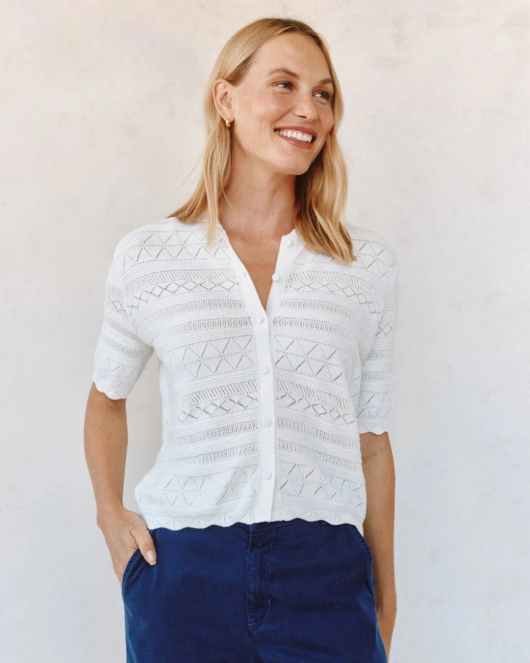 SHORT SLEEVE BUTTON SWEATER SWEATER BELLA DAHL 