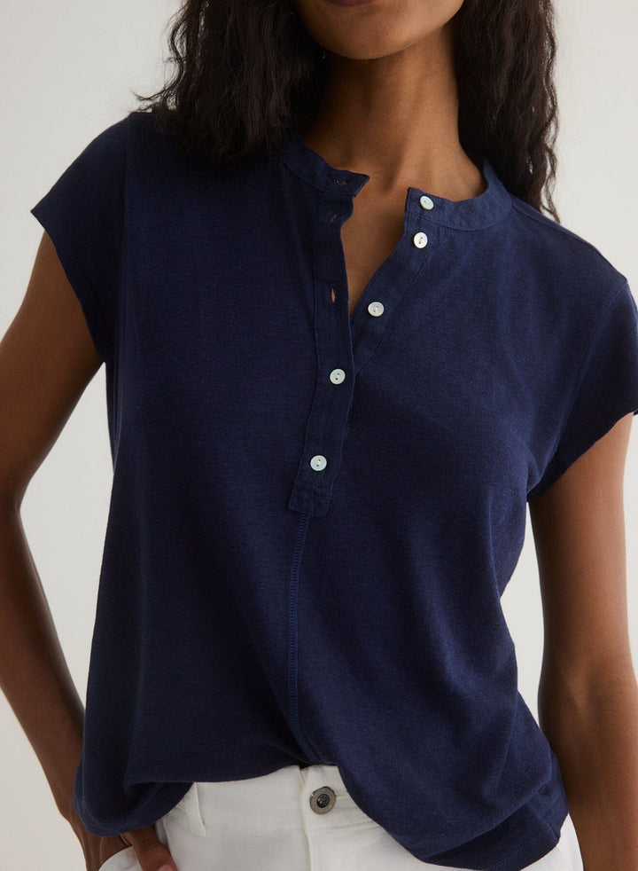 SHORT SLEEVE PLACKET PULLOVER top BELLA DAHL 