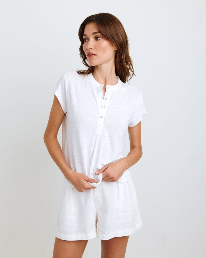 SHORT SLEEVE PLACKET PULLOVER top BELLA DAHL 