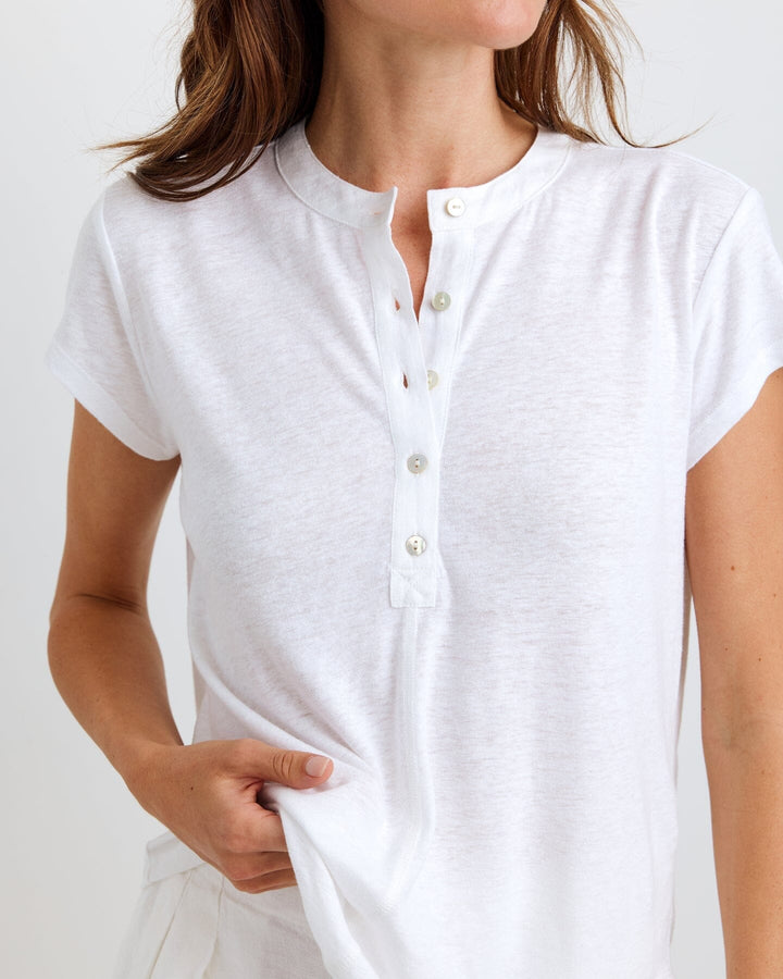 SHORT SLEEVE PLACKET PULLOVER top BELLA DAHL 