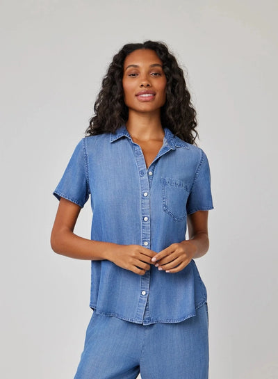 SHORT SLEEVE POCKET BUTTON DOWN TOP BELLA DAHL 