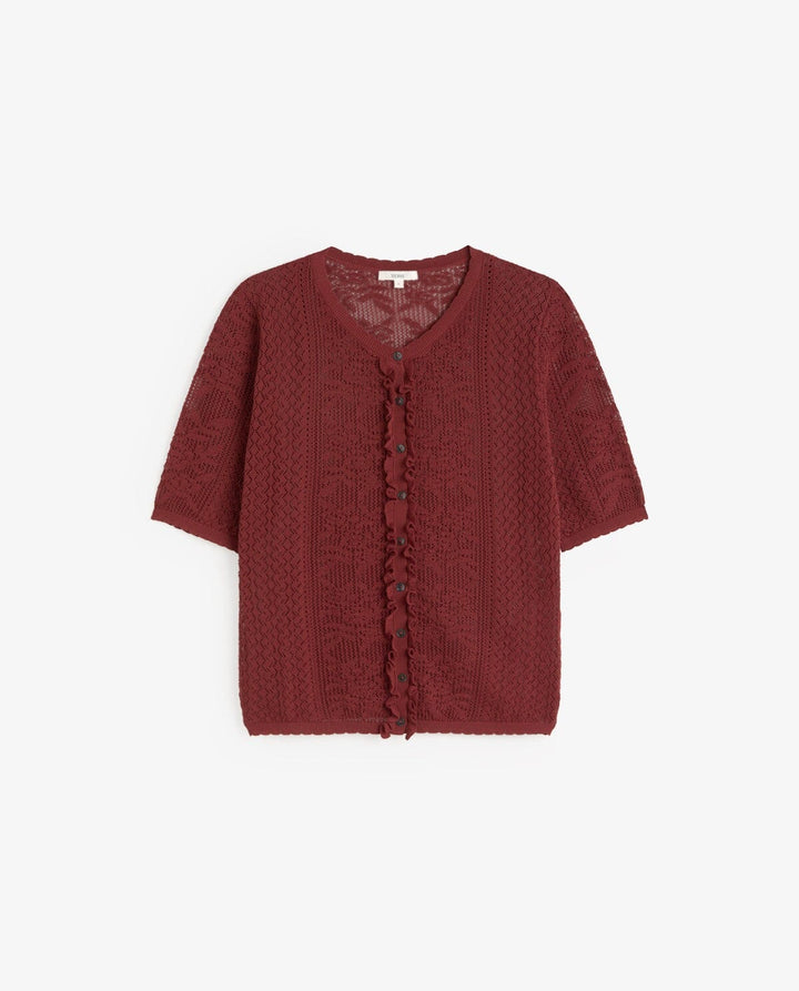 SHORT SLEEVE ROUND NECK CARDIGAN Cardigan YERSE 