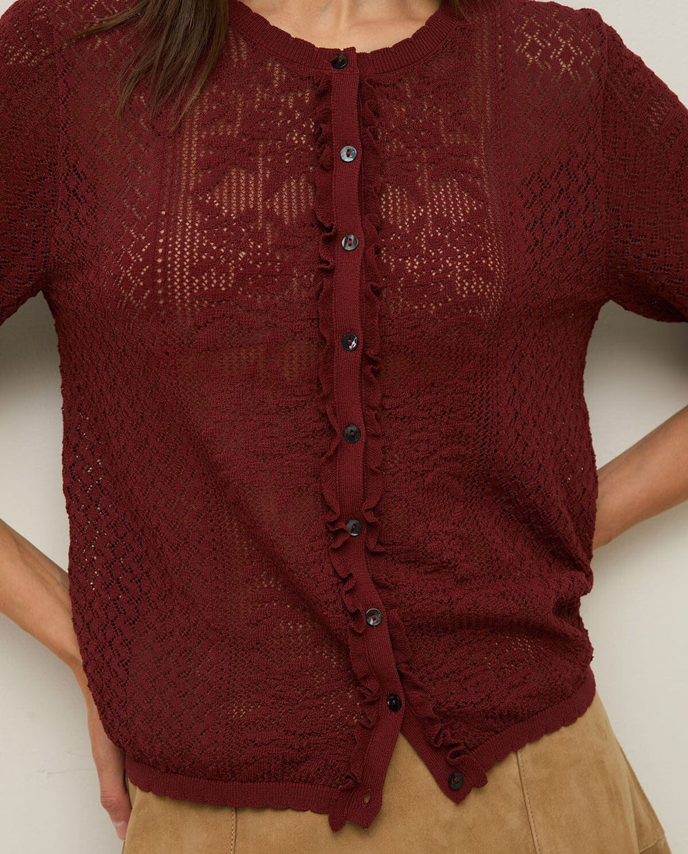 SHORT SLEEVE ROUND NECK CARDIGAN Cardigan YERSE 