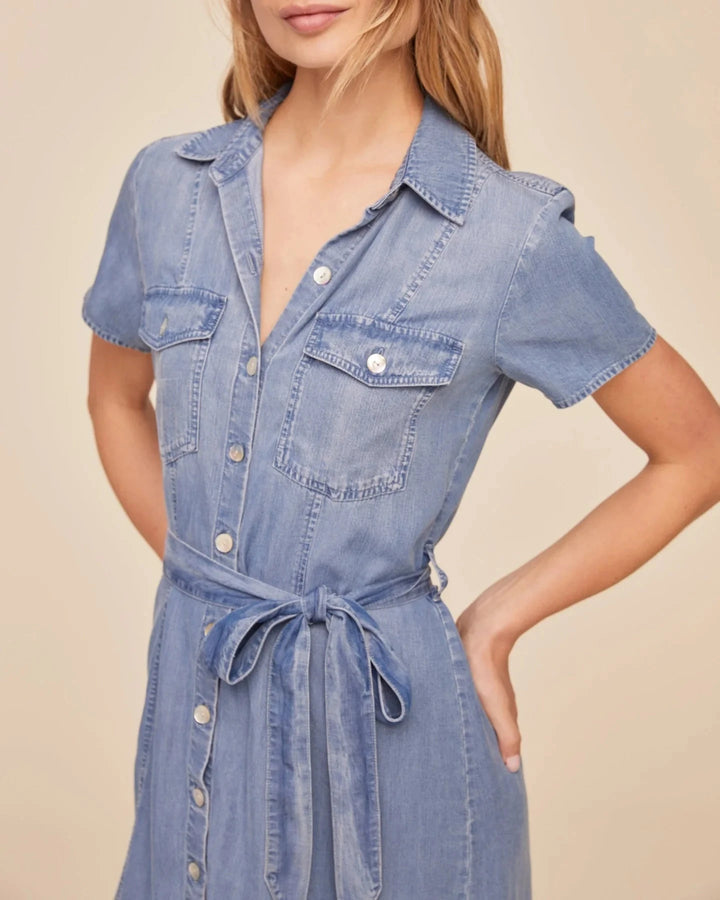 SHORT SLEEVE SEAMED SHIRT DRESS Dress Bella Maas Boutique 