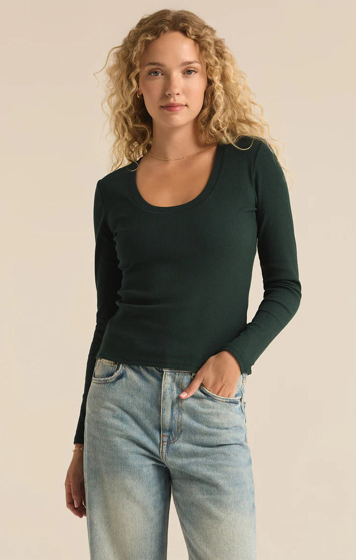 SIRENA RIB LONG SLEEVE TEE TOP Z SUPPLY 