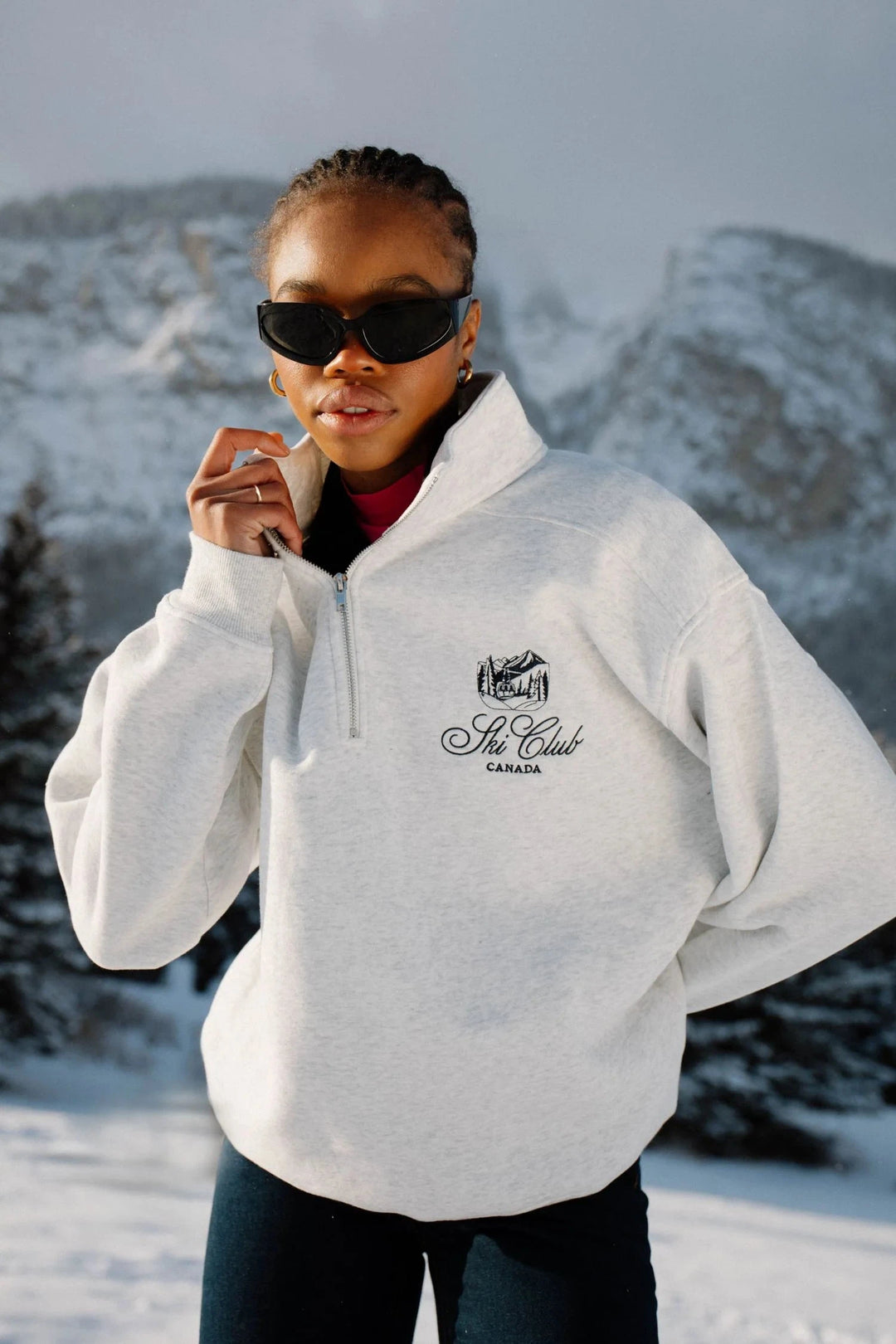 SKI CLUB ZIP SWEATER BLACK & LIBERTY 