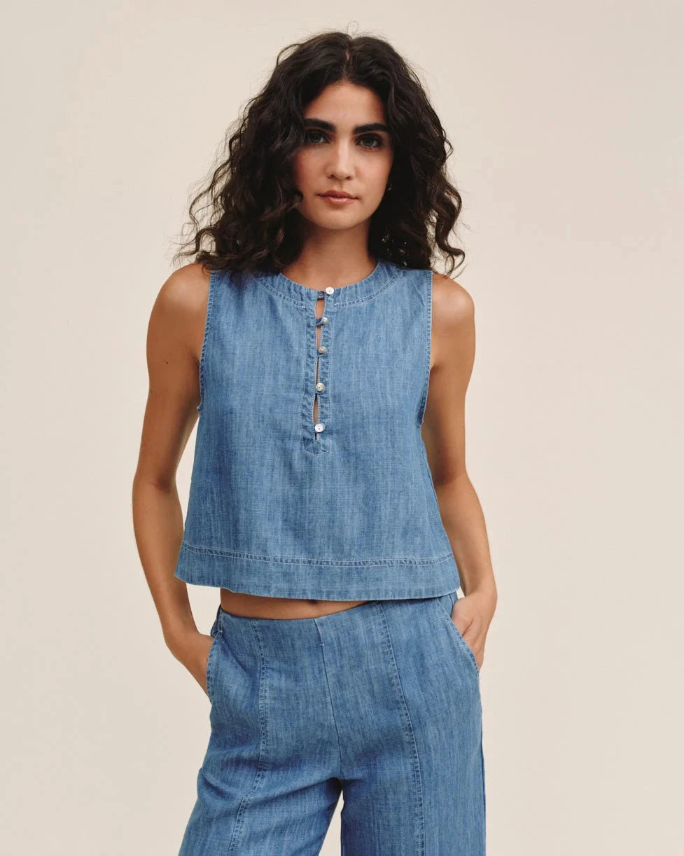 SLEEVELESS PLACKET PULLOVER Tank BELLA DAHL 