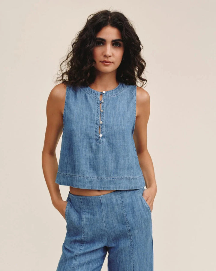 SLEEVELESS PLACKET PULLOVER Tank BELLA DAHL 