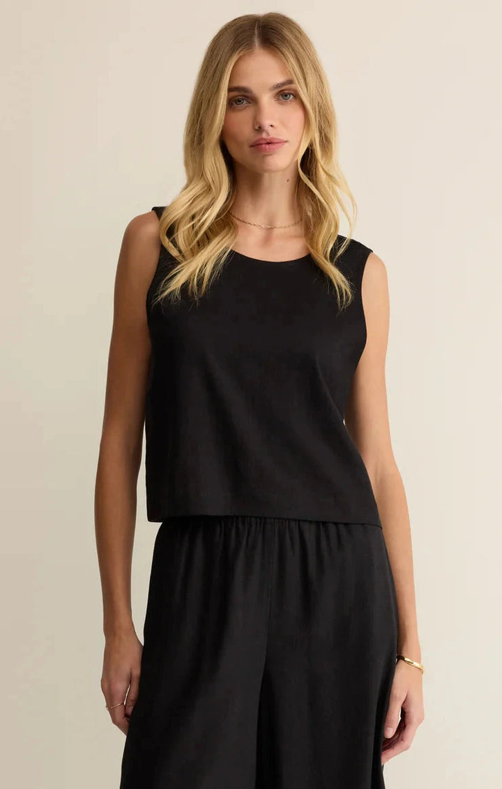 SLOANE LINEN TANK TOP Z SUPPLY XS BLACK 