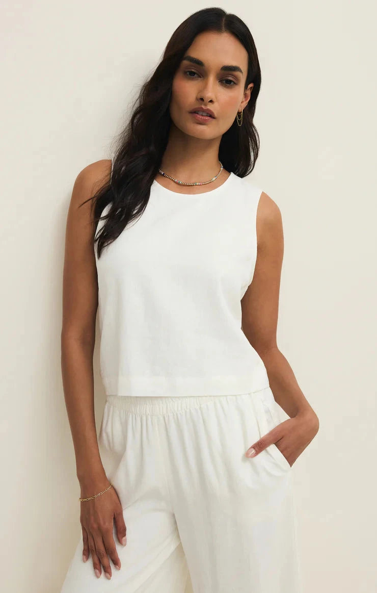 SLOANE LINEN TANK TOP Z SUPPLY XS WHITE 