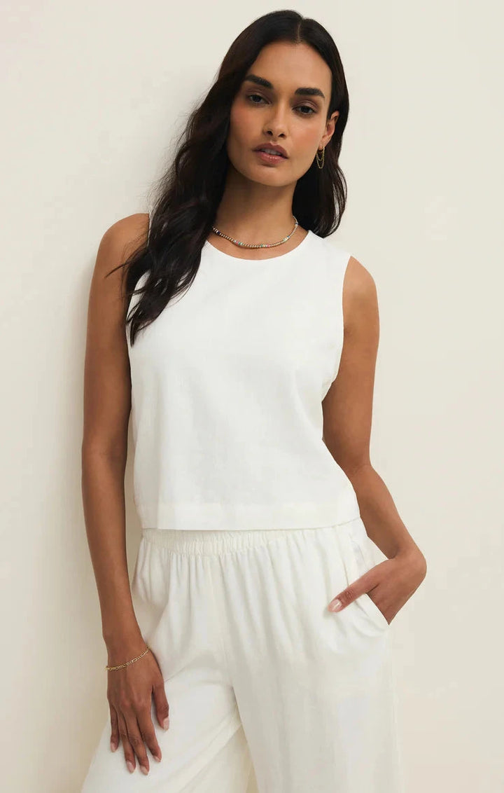 SLOANE LINEN TANK TOP Z SUPPLY XS WHITE 