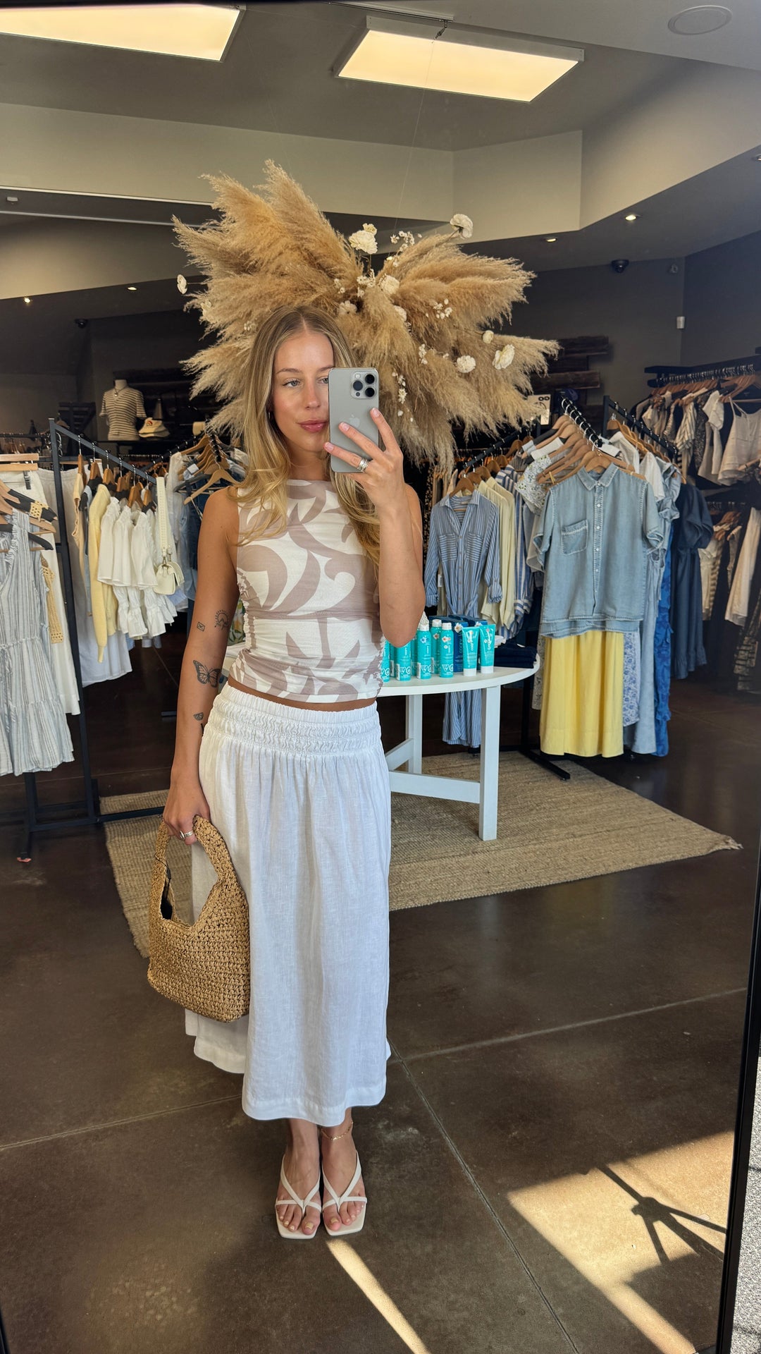 SMOCKED WAIST SKIRT skirt BELLA DAHL XS WHITE 