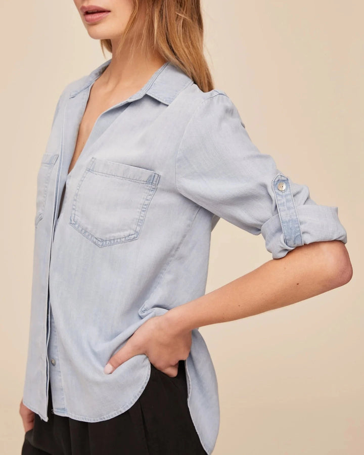SPLIT BACK BUTTON DOWN TOP BELLA DAHL 