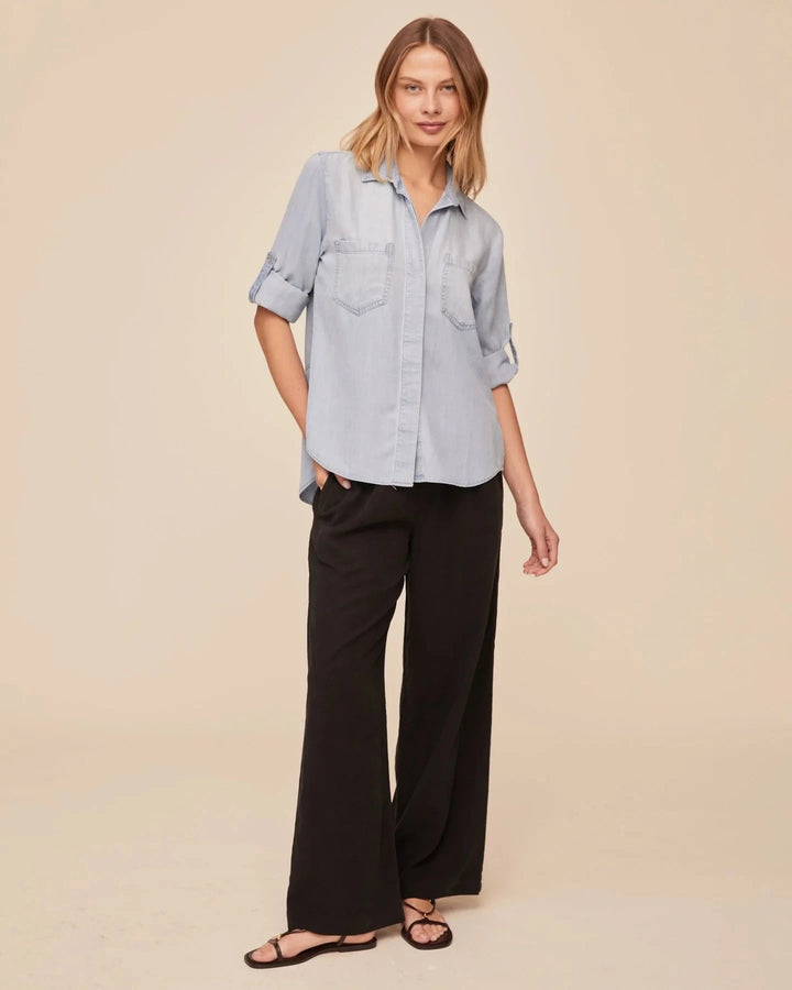 SPLIT BACK BUTTON DOWN TOP BELLA DAHL 