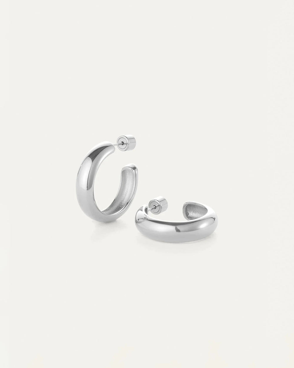 STAPLE HOOPS MEDIUM Jewelry JENNY BIRD RHODIUM 