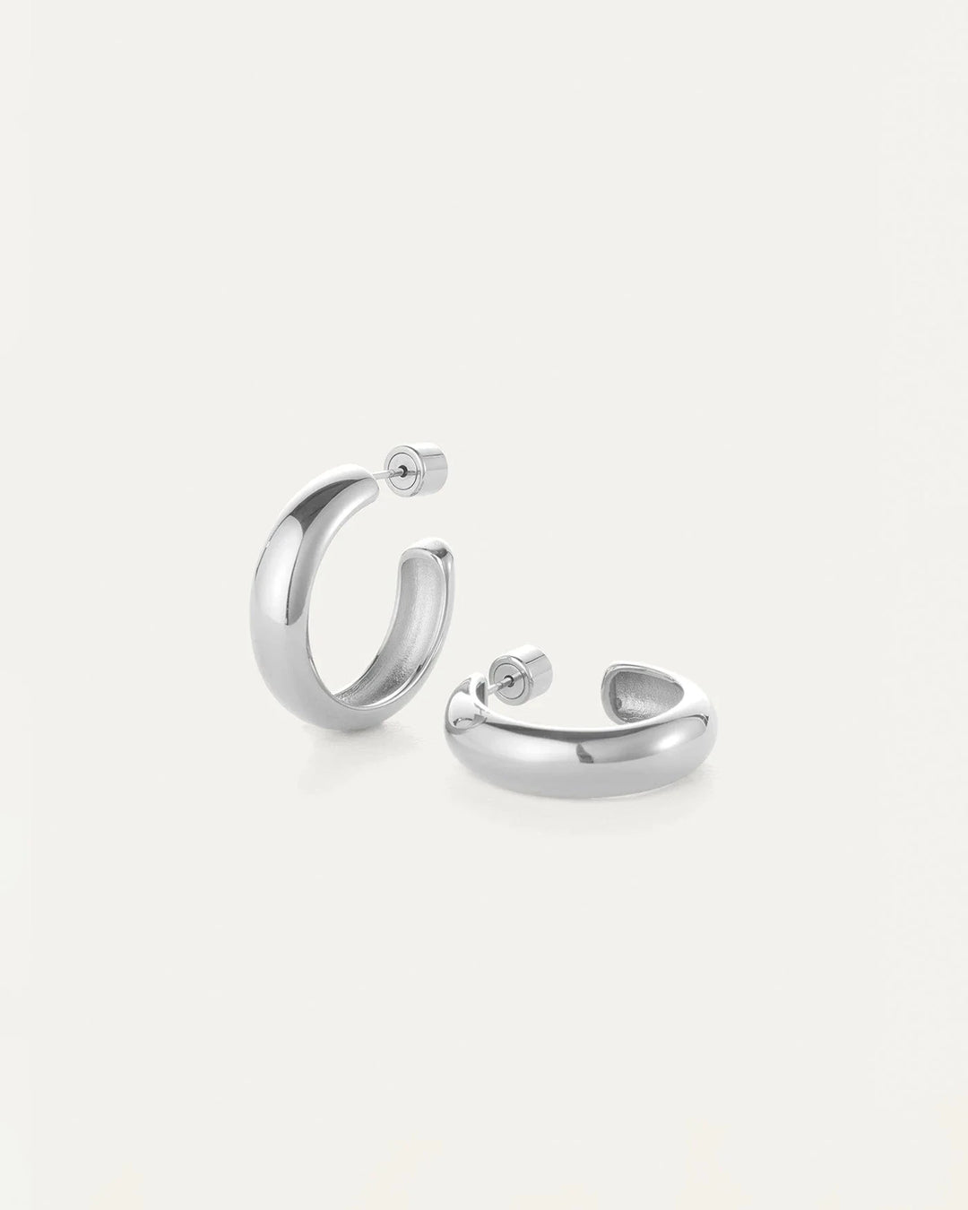 STAPLE HOOPS MEDIUM Jewelry JENNY BIRD RHODIUM 
