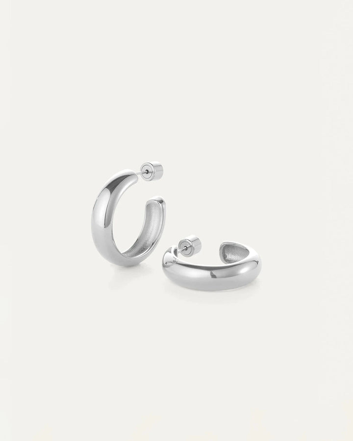 STAPLE HOOPS MEDIUM Jewelry JENNY BIRD RHODIUM 