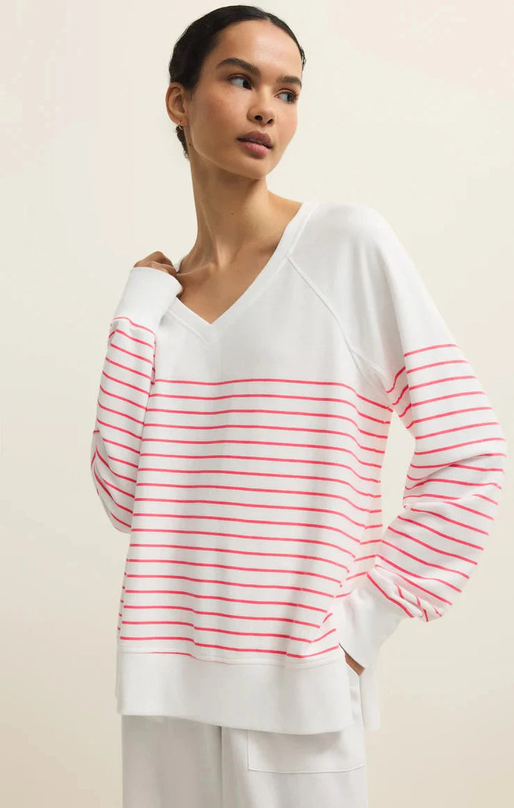 STRIPE V-NECK WEEKENDER SWEATER Z SUPPLY 