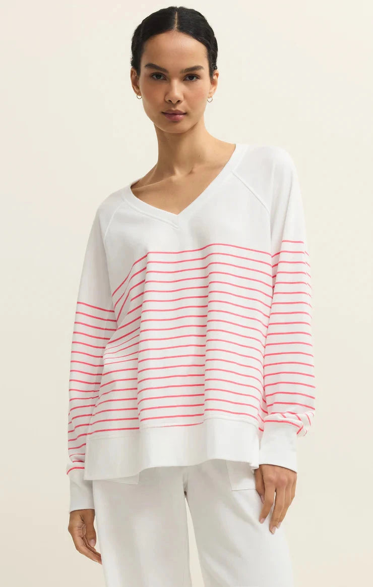STRIPE V-NECK WEEKENDER SWEATER Z SUPPLY 
