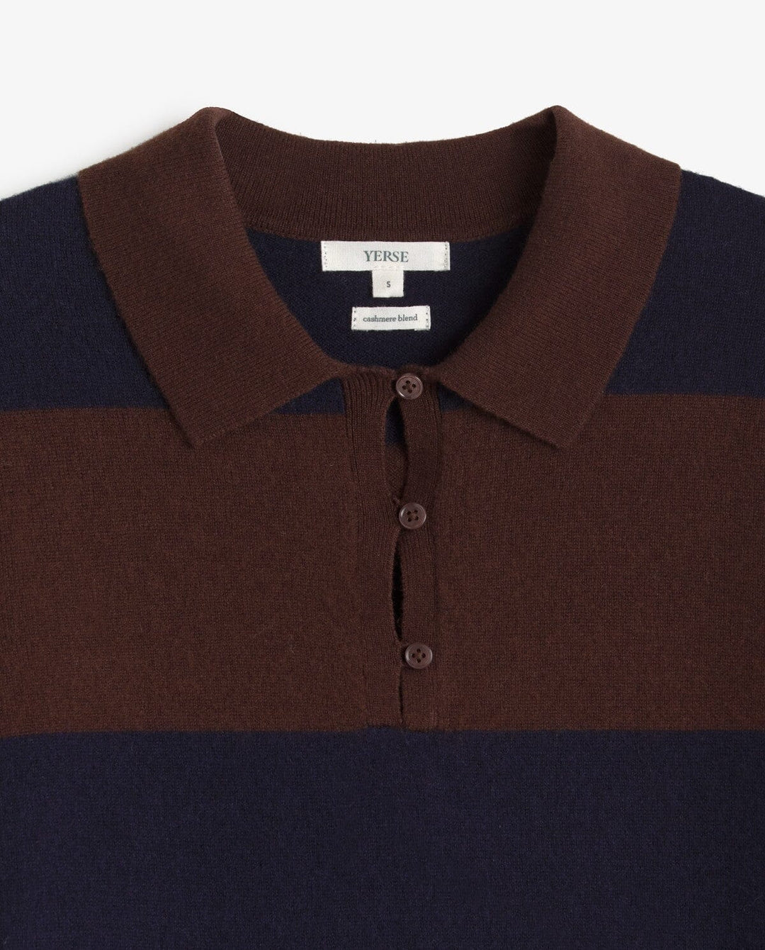 STRIPED FINE KNIT POLO SWEATER SWEATER YERSE 