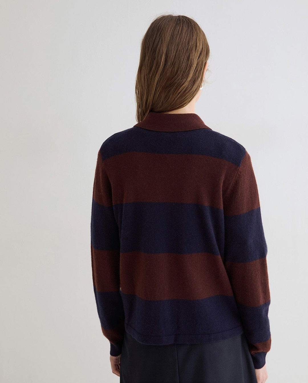 STRIPED FINE KNIT POLO SWEATER SWEATER YERSE 