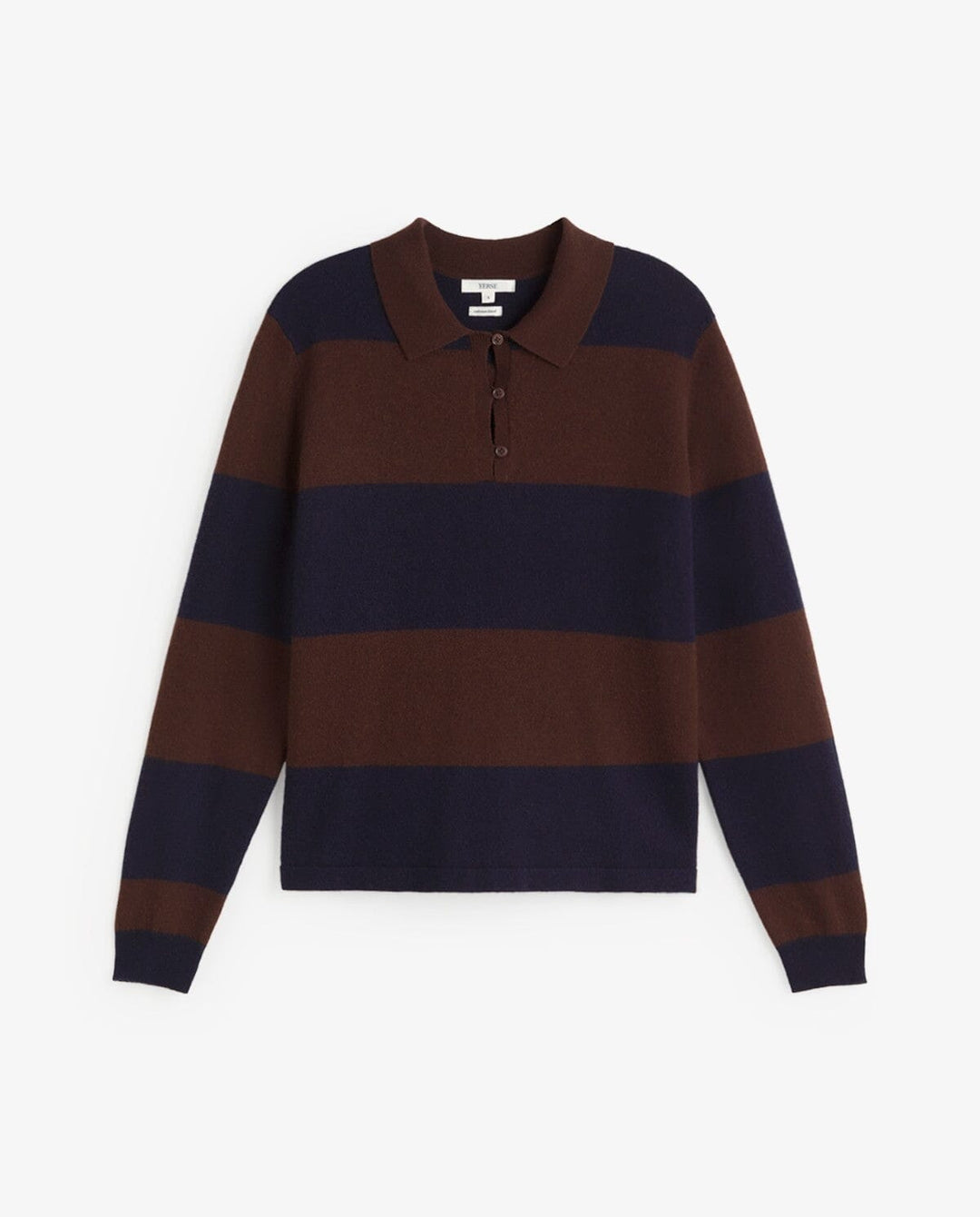 STRIPED FINE KNIT POLO SWEATER SWEATER YERSE 