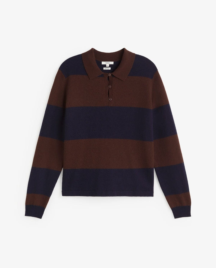 STRIPED FINE KNIT POLO SWEATER SWEATER YERSE 