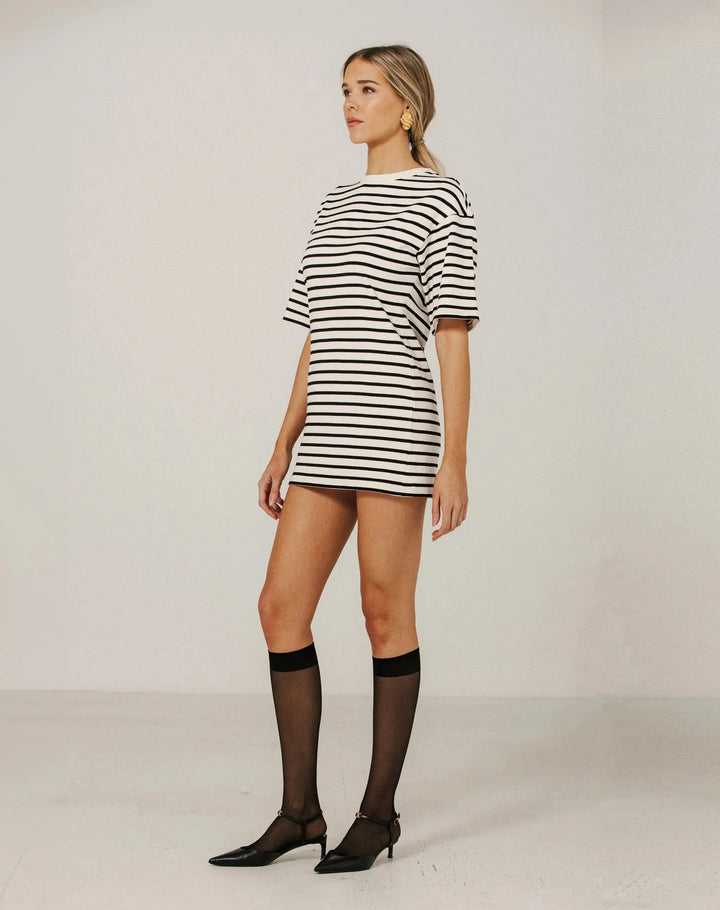 STRIPED T-SHIRT DRESS Dress BRUNETTE THE LABEL 