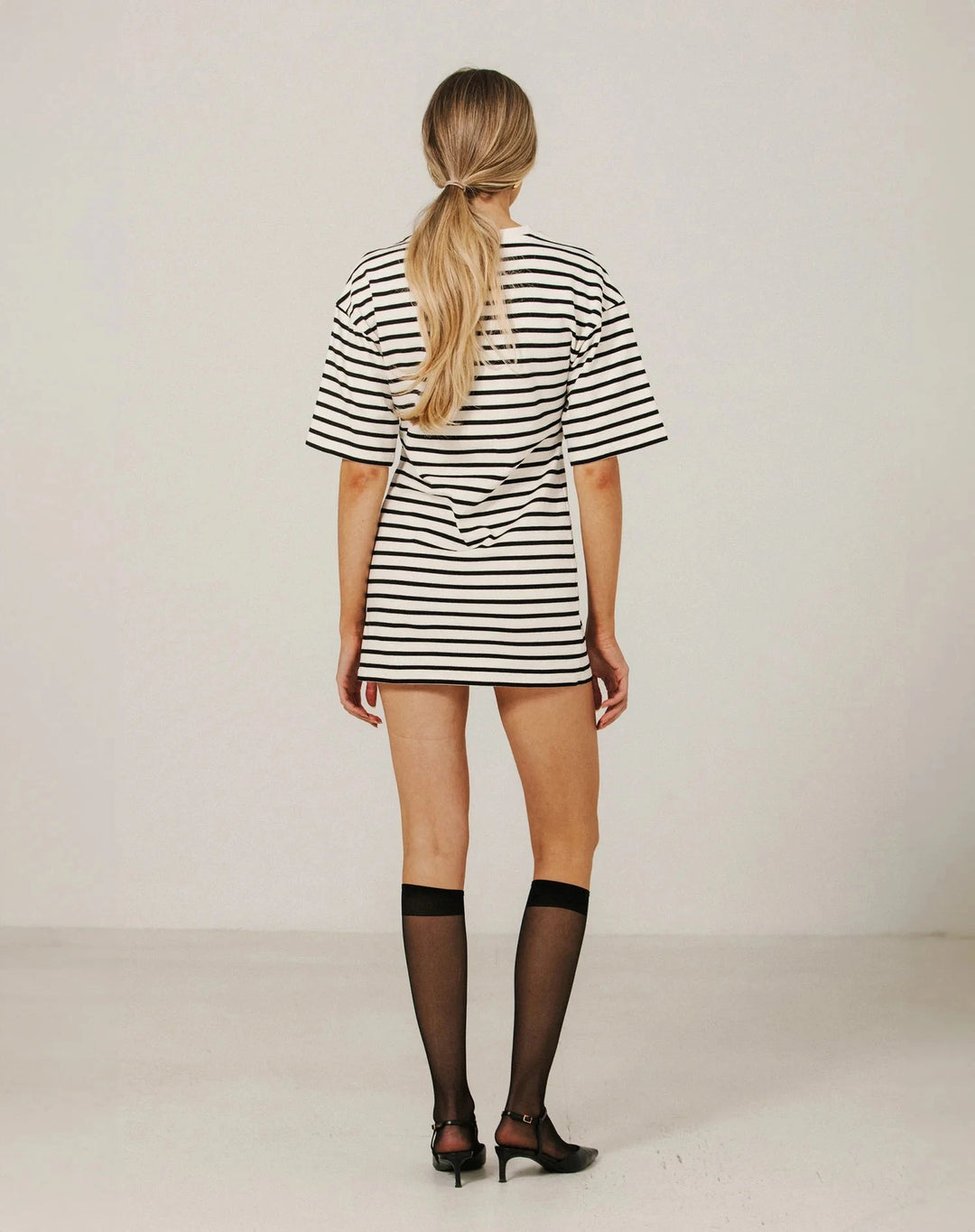 STRIPED T-SHIRT DRESS Dress BRUNETTE THE LABEL 