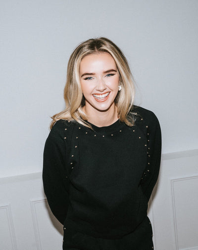 STUDDED COUSIN CREW SWEATER BRUNETTE THE LABEL 