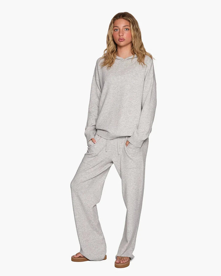 SUNDAY KNIT HOODIE SWEATER TKEES XS HEATHER GREY 