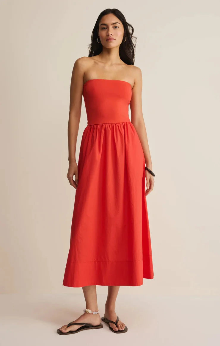 SUNSOUGHT MIDI DRESS Dress Z SUPPLY XS LYCHEE 