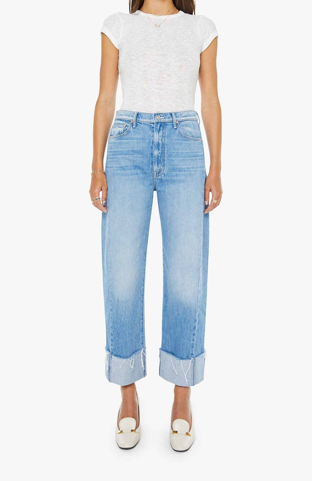 THE HALF-PIPE ANKLE CUFF FRAY Denim Mother 