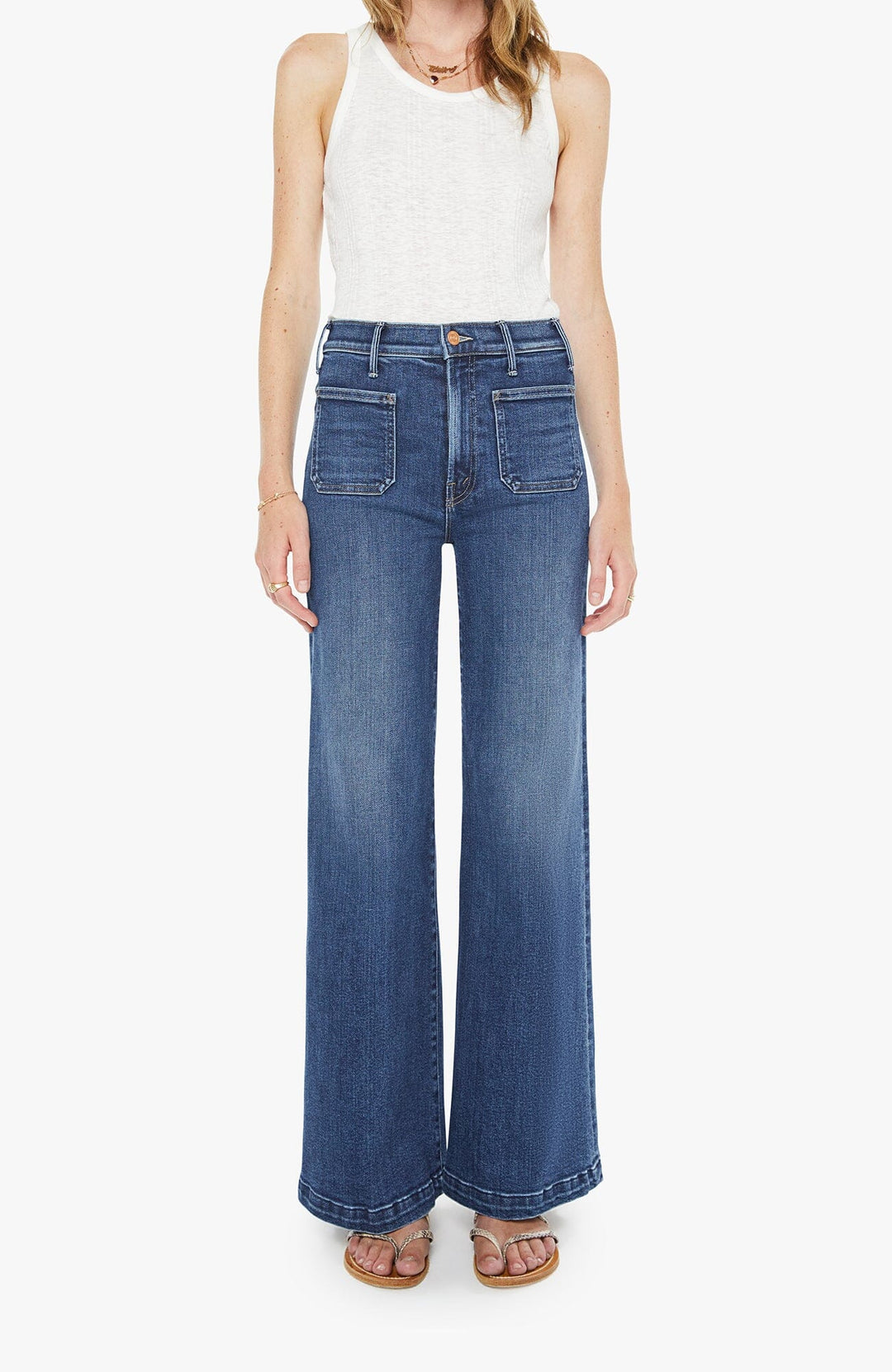 THE HUSTLER ROLLER PATCH POCKET - ONE LAST SHOT DENIM Mother 