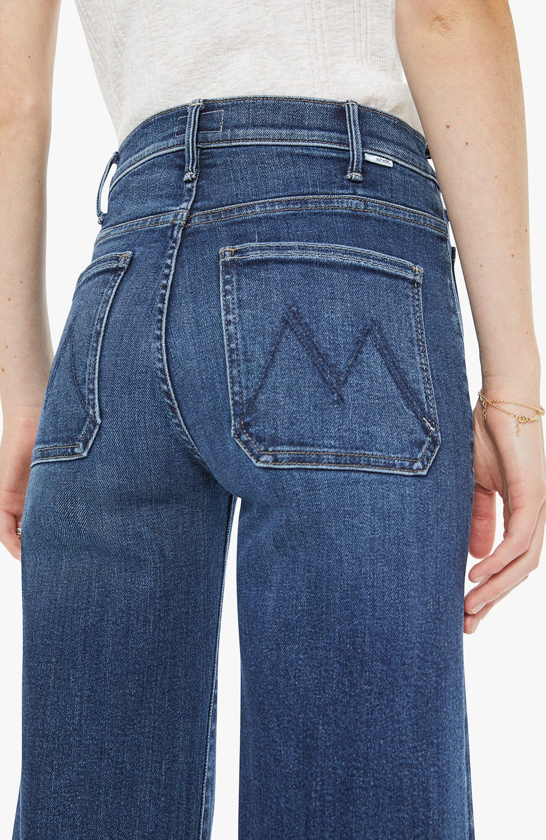 THE HUSTLER ROLLER PATCH POCKET - ONE LAST SHOT DENIM Mother 