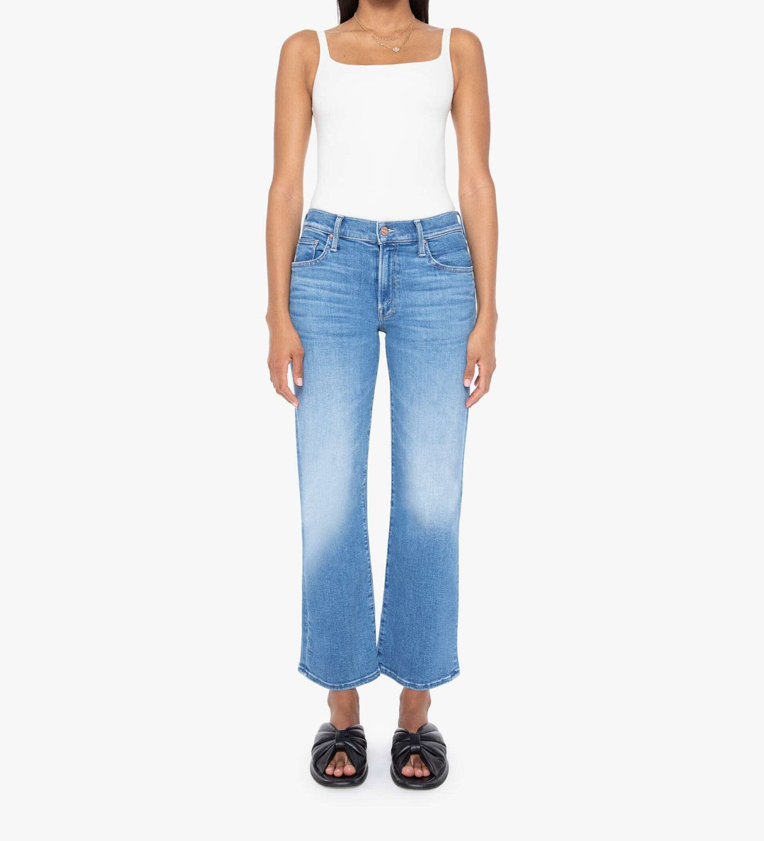 THE MID RISE RAMBLER ZIP ANKLE - OUT OF THE BLUE Denim Mother 