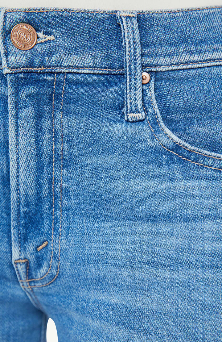 THE MID RISE RAMBLER ZIP ANKLE - OUT OF THE BLUE Denim Mother 