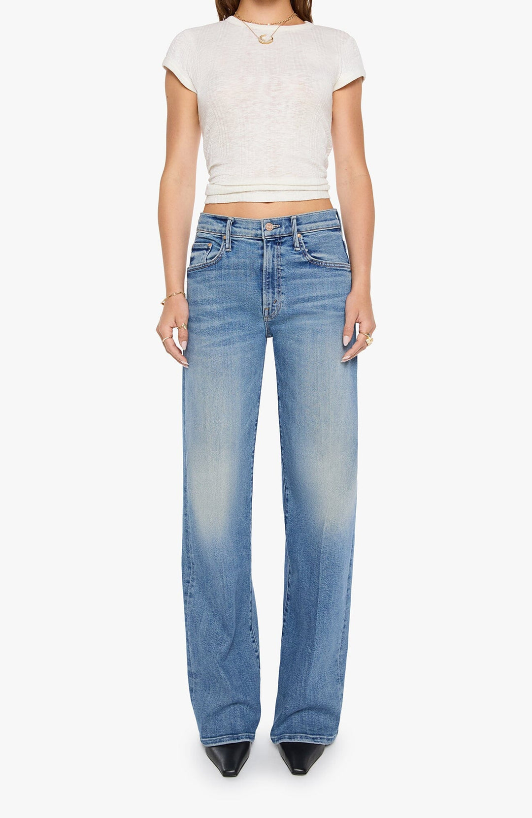 THE MIDRISE LASSO SNEAK - MOVE TO THE GROOVE DENIM Mother 
