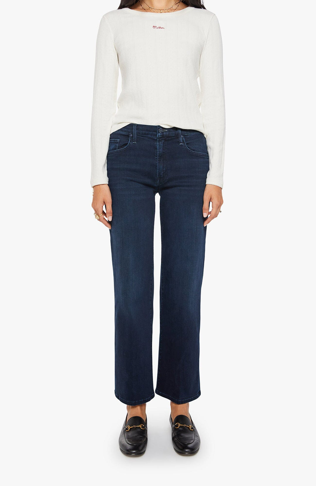 THE MIDRISE RAMBLER ZIP ANKLE - CHIP ON MY SHOULDER DENIM Mother 