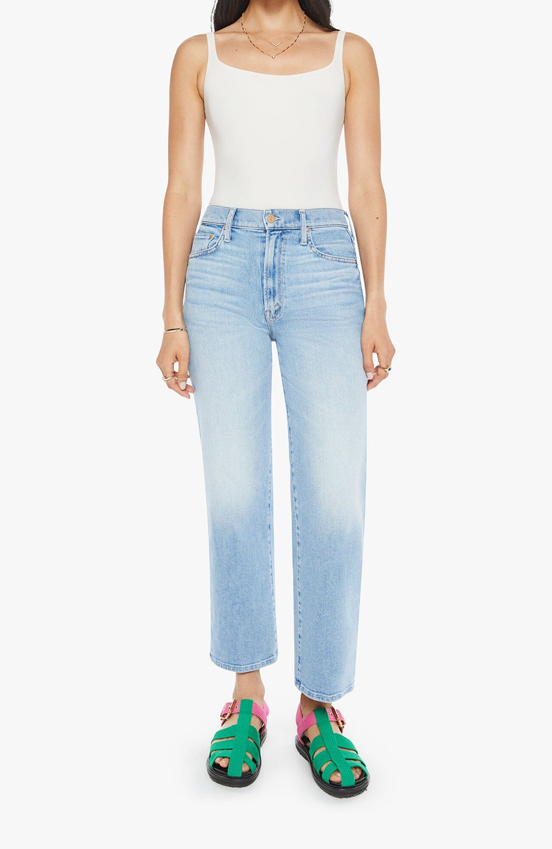 THE RAMBLER ZIP ANKLE - LOOK MA NO HANDS DENIM Mother 