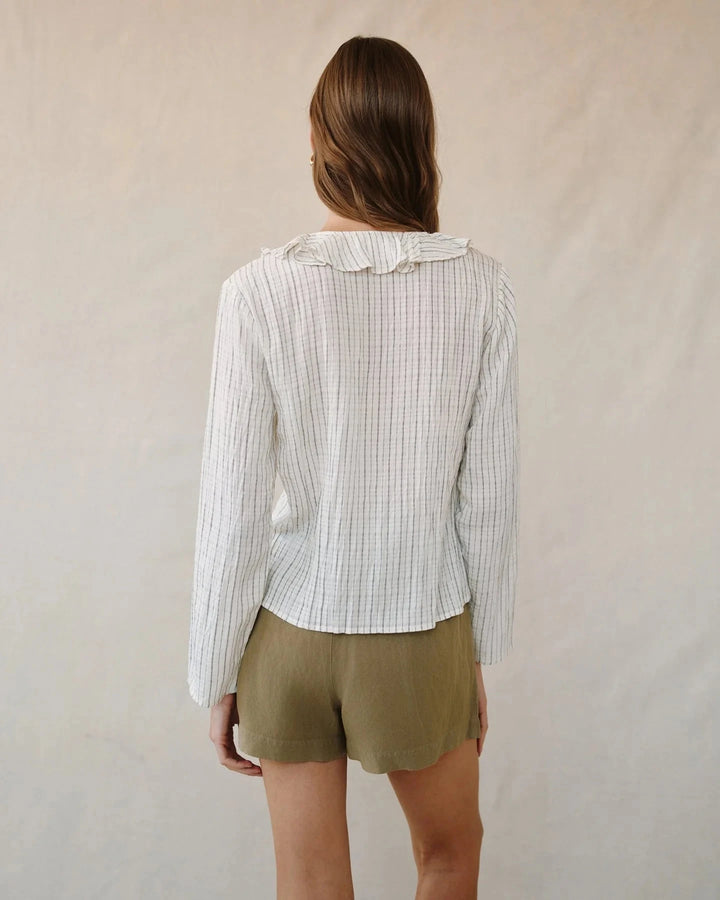 TIE RUFFLE NECK TOP TOP BELLA DAHL 