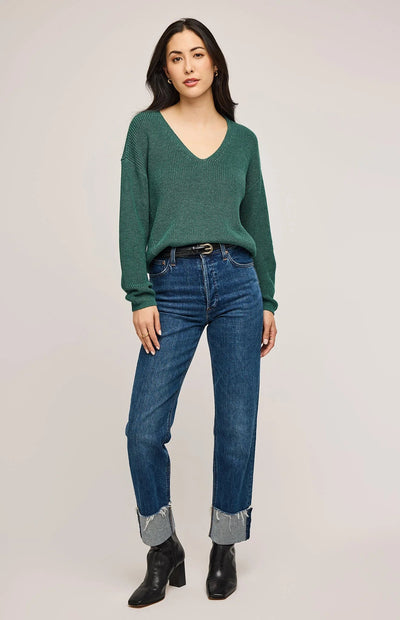 TUCKER PULLOVER SWEATER GENTLE FAWN XS HEATHER PINE 