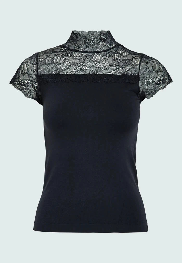 VANESSA SHORT SLEEVE HIGH NECK TOP MINUS 
