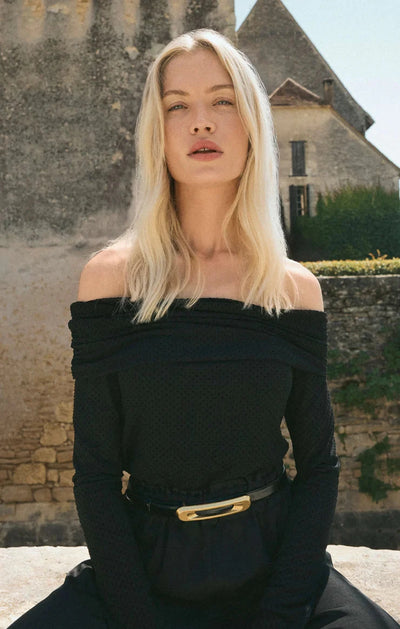 WHIMSY OFF SHOULDER MESH TOP TOP Z SUPPLY 