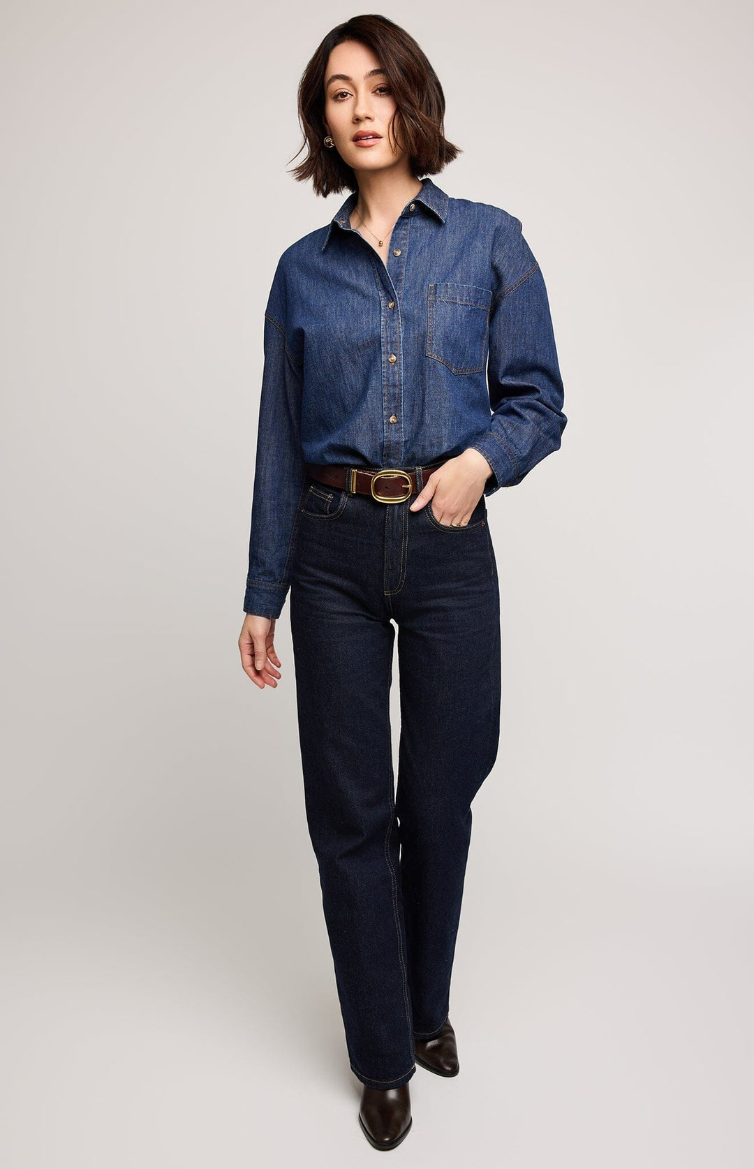 WHITNEY DENIM SHIRT TOP GENTLE FAWN 