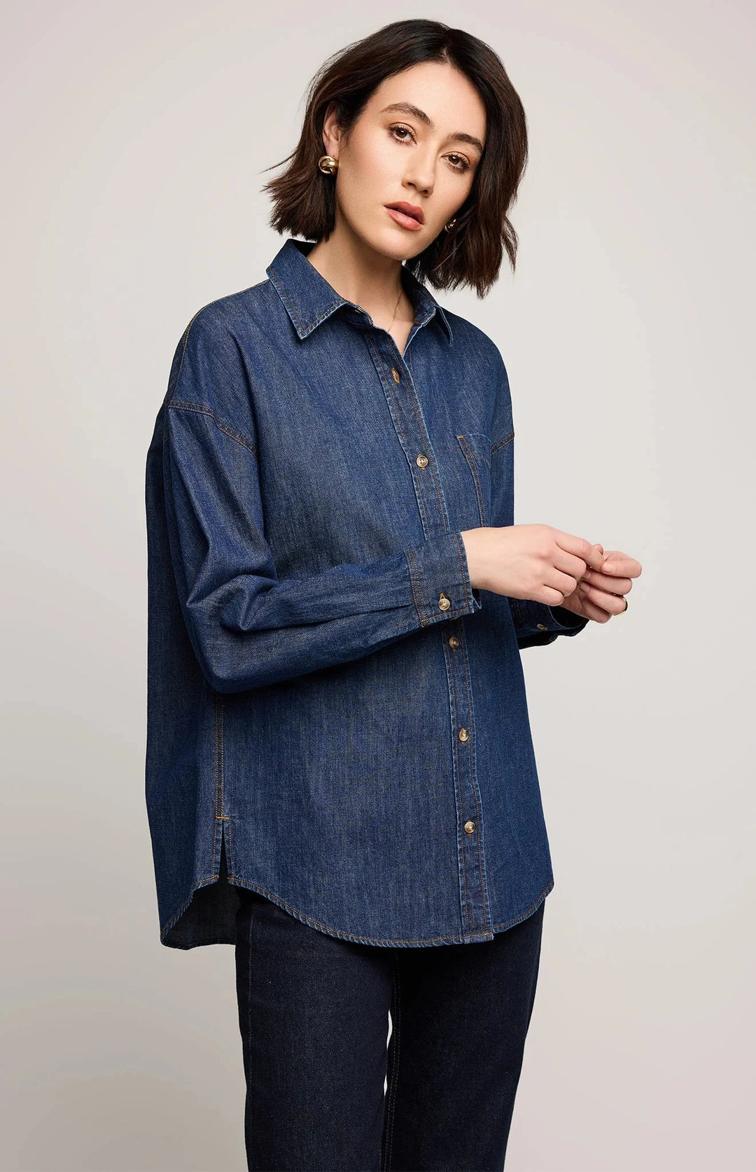 WHITNEY DENIM SHIRT TOP GENTLE FAWN 